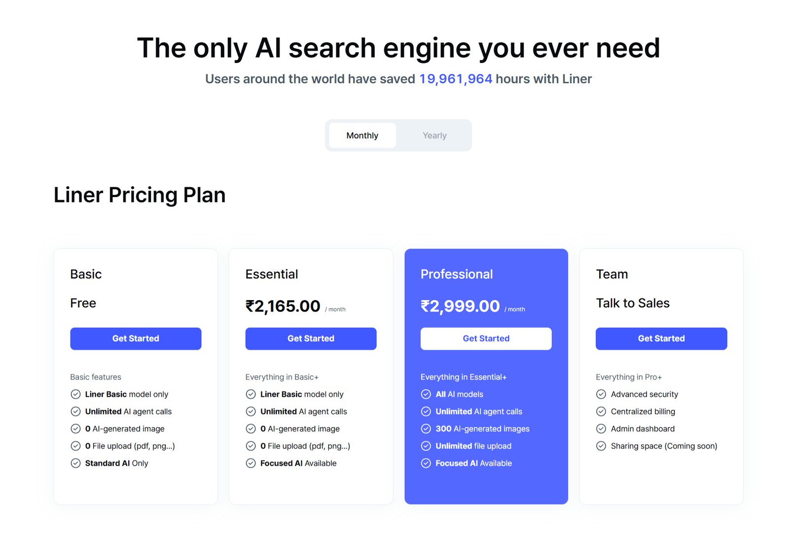 Liner AI Pricing Plans