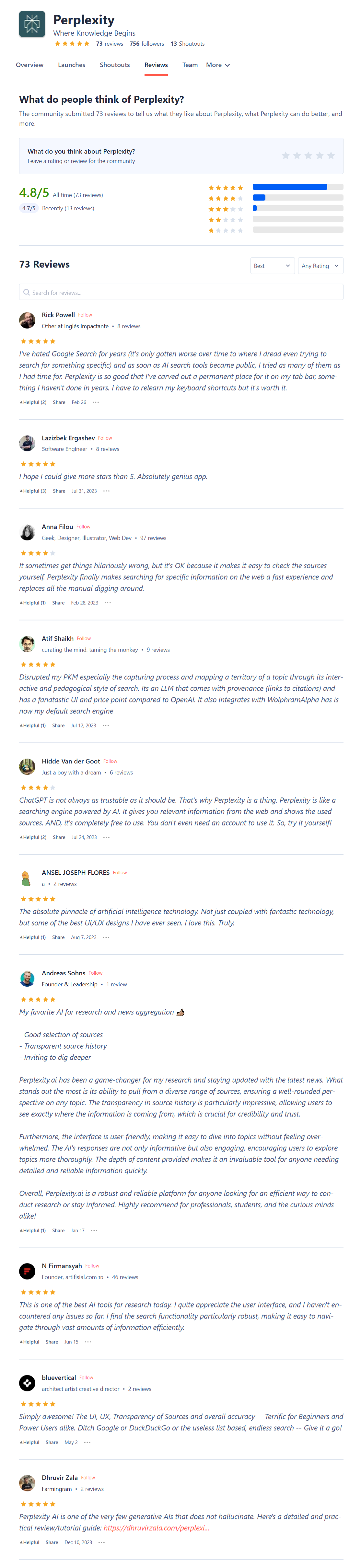 User Reviews of Perplexity AI