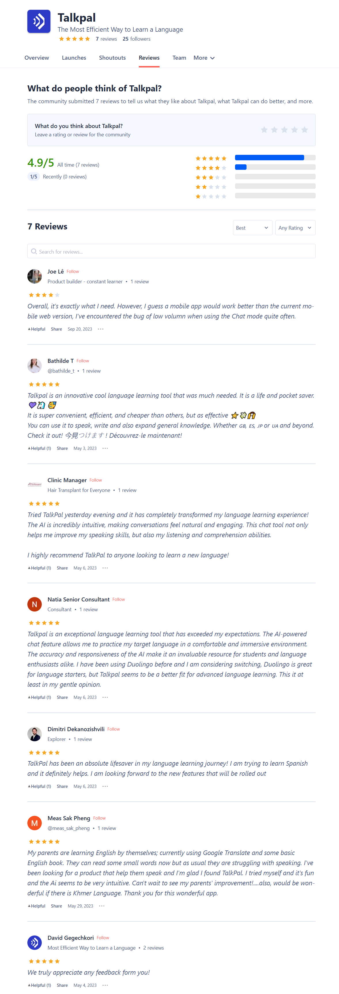 Customer Reviews Talkpal