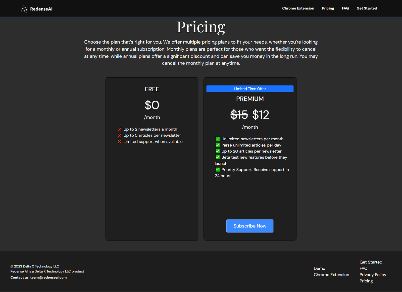 Pricing of Redense AI